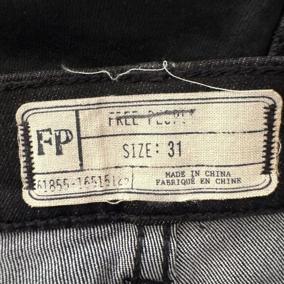 Free People Black Coated Low Rise Jillian Skinny Pant Jeans Size 31 - Picture 7 of 7